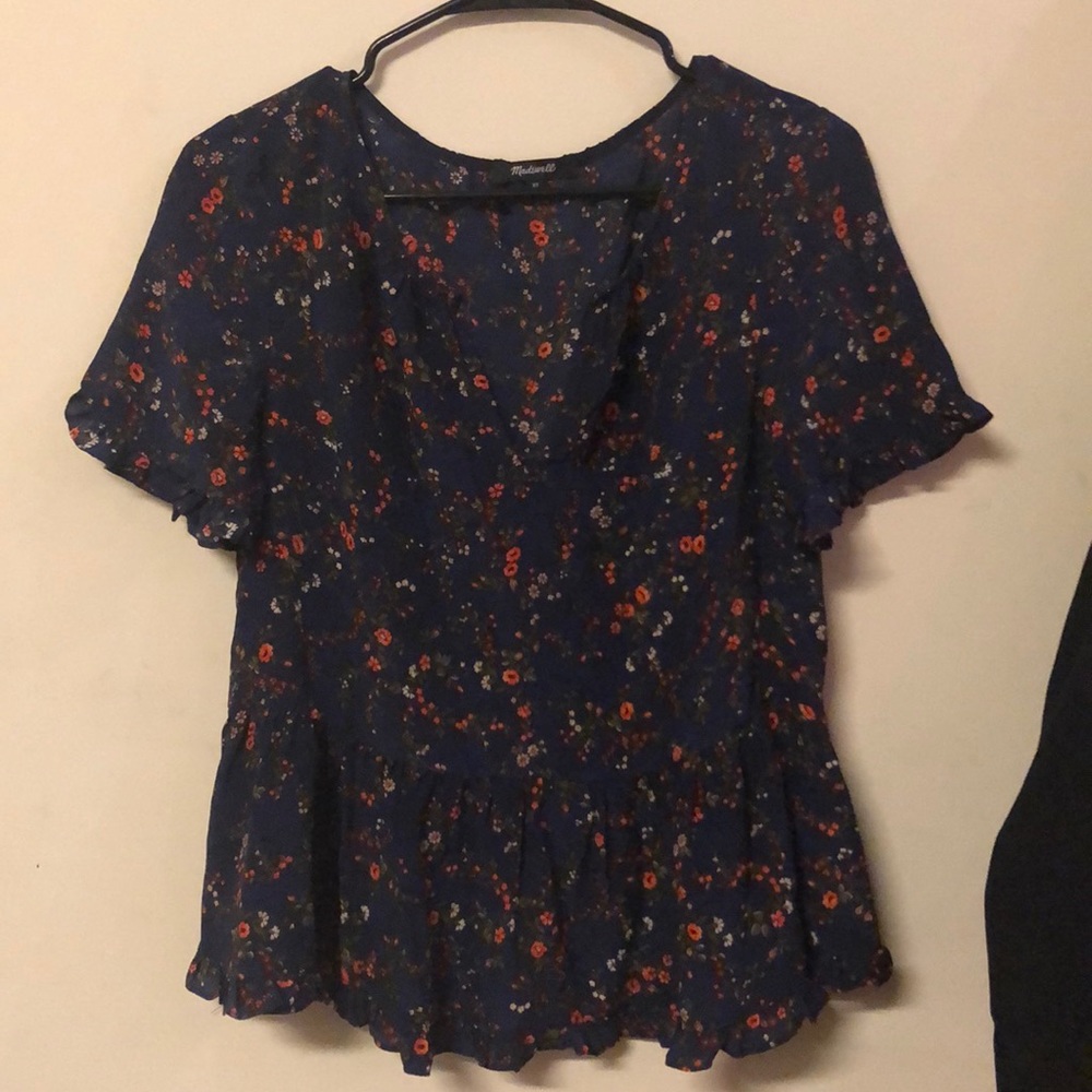 Madewell peplum floral blouse
